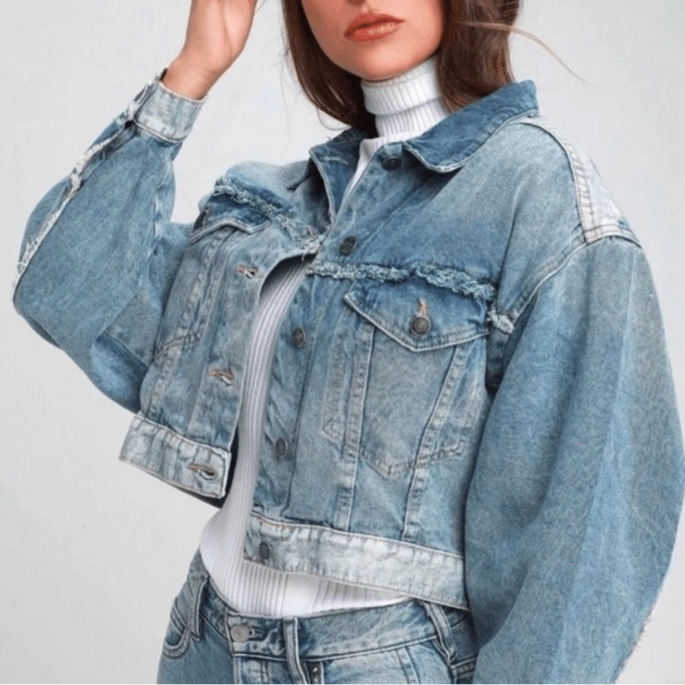 Free People Bedford Cropped Jean Jacket Size Small